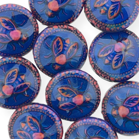 Set of 10 thermo-sensitive liquid crystal beads with bold bee design shifting colors by temperature