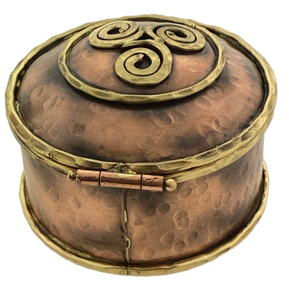 Copper & Brass Keepsake Box, Celtic Triskele Symbol