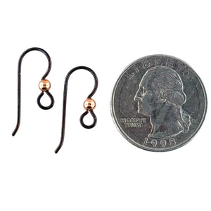 Niobium Ear Wires with 3mm Copper Ball Accent *Pair