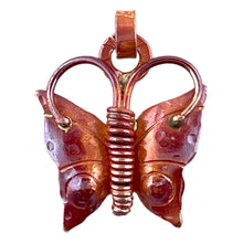 Small Copper Butterfly Pendant with Coil Body