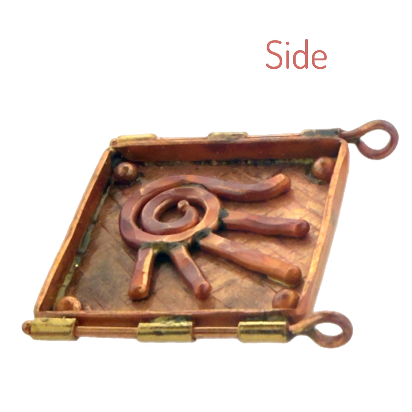Hand Pendant – Wire Formed on Textured Copper Plaque