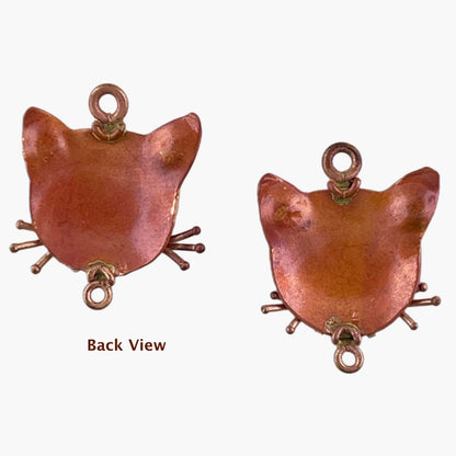 Angry Cat Copper Earring Components with Brass Accents