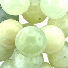 14 • 14mm Green and White Jade  Round Beads