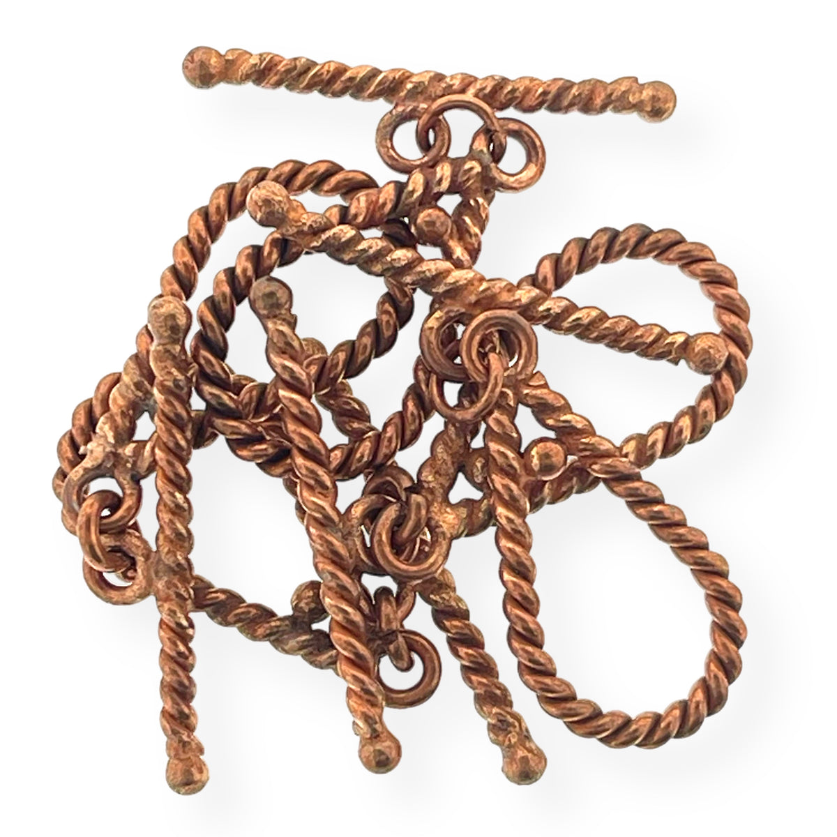 Twisted genuine copper toggle closures with textured finish for bracelets and necklaces