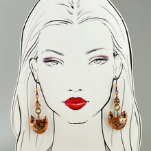 Perky Cat, Sleepy Cat Genuine Copper Earrings