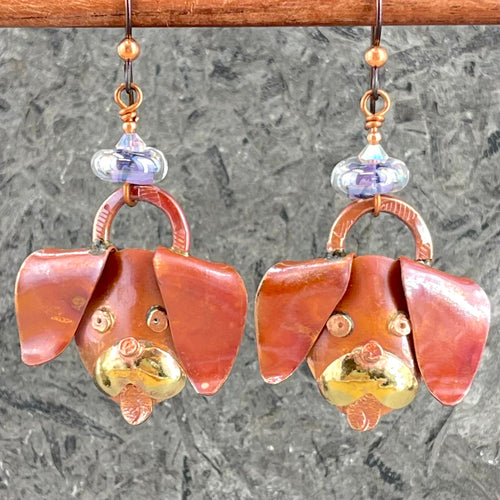 Floppy Eared Genuine Copper w/ Brass Accents Earrings