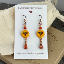 Czech Glass Bee Drop Earrings