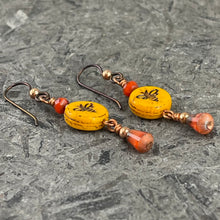 Czech Glass Bee Drop Earrings