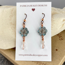 Czech Republic Glass ~ Blue Daisy Dangle Earrings