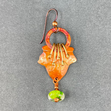 Nature-Inspired Copper Leaf Earrings with Brass Tendrils