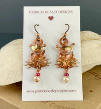 Majestic Queen: Copper and Brass Hand-Crafted Kitty Earrings