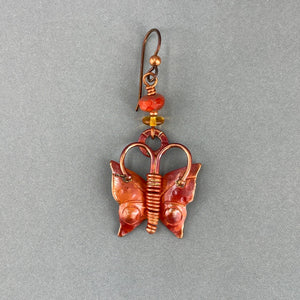 Handmade Textured Copper Butterfly Earrings