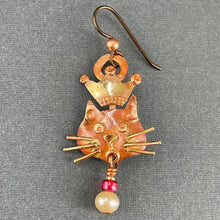 Majestic Queen: Copper and Brass Hand-Crafted Kitty Earrings