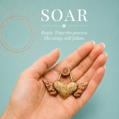 Mixed Metal SOAR Heart & Wings Pendant