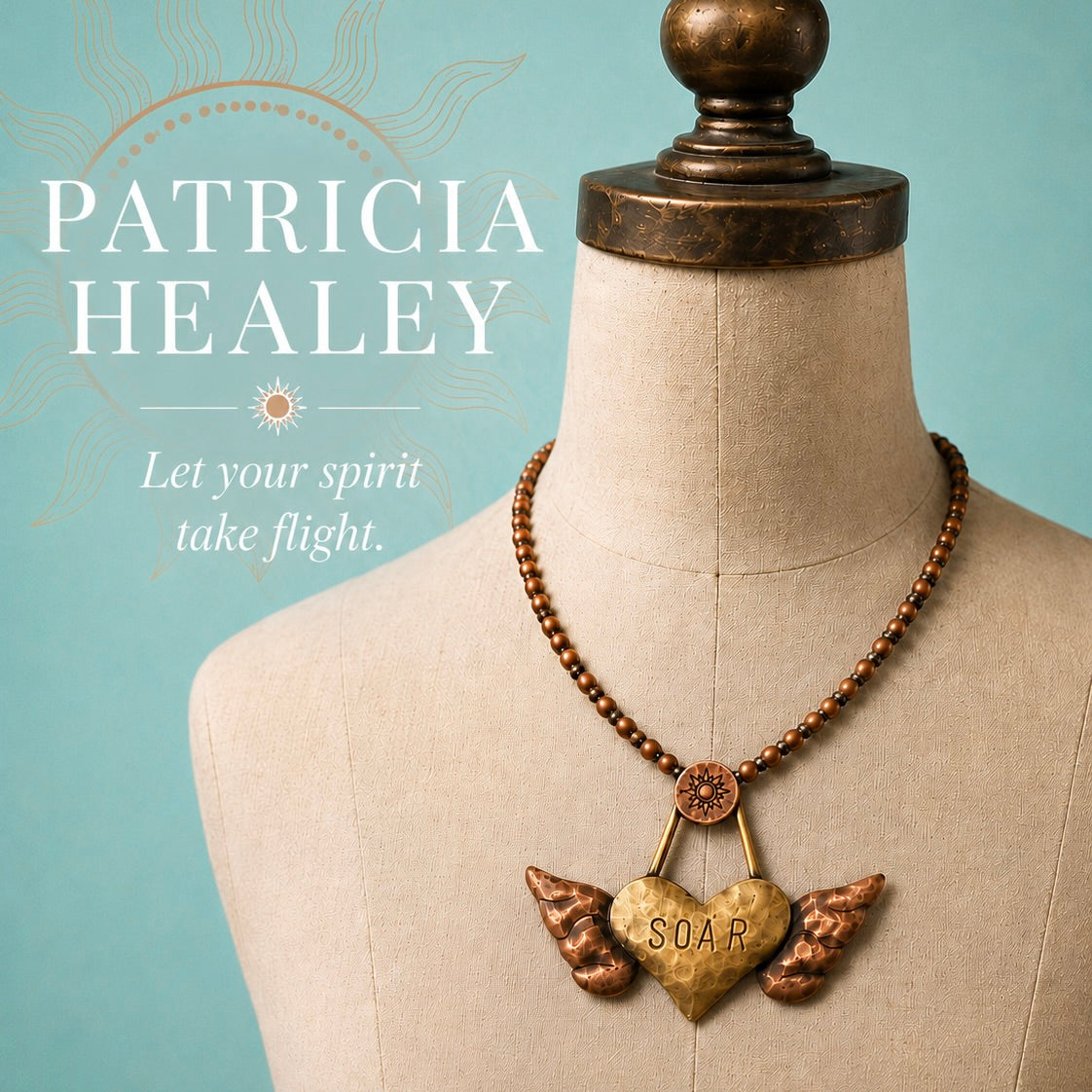 Mixed Metal SOAR Heart & Wings Pendant
