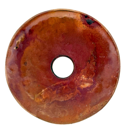 Large Flame-Finished Copper Donut Pendant