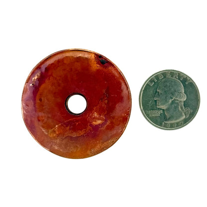 Large Flame-Finished Copper Donut Pendant