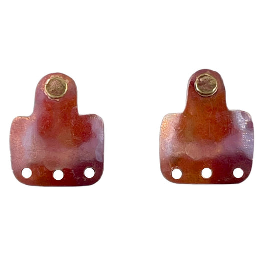 Copper and brass post earring components with three attachment holes and sterling silver posts