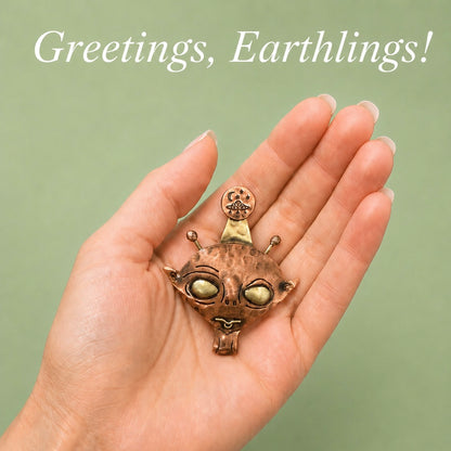 Alien Encounter Pendant – Handmade Copper & Brass UFO Necklace Pendant