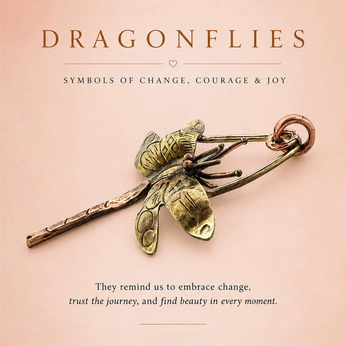 Graceful Dragonfly Mixed Metal Pendant