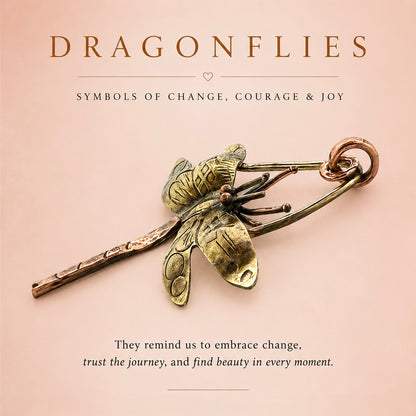 Graceful Dragonfly Mixed Metal Pendant