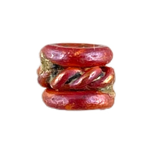 Small copper tube spacer bead with 3mm hole, handcrafted with torch patina finish