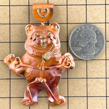 Dancing Bear and Girl Pendant in Copper and Brass by Patricia Healey
