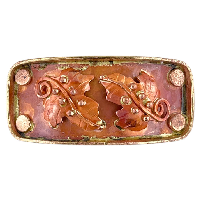 Copper Slider Bar with Two Leaves with 10mm Bail