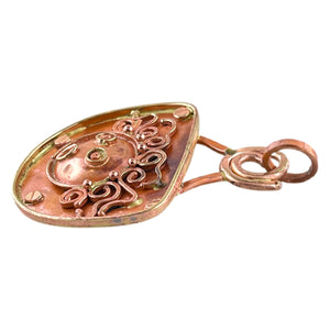 Reversible Copper Pendant with Crazy Lady and "BE CREATIVE" Message