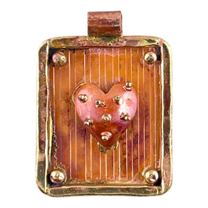 "Golden" Bumps Heart in a Frame Pendant