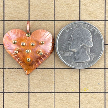 Small Spikey Copper and Brass Heart Pendant