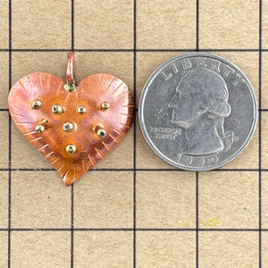 Small Spikey Copper and Brass Heart Pendant