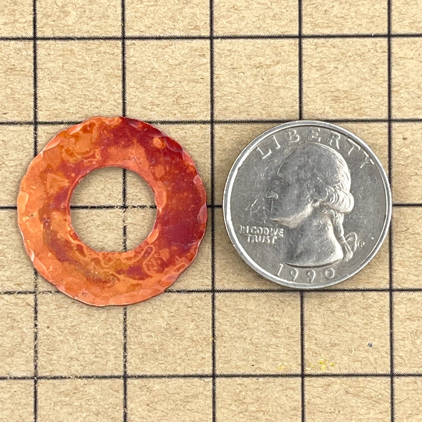 Small Copper Hammered Ring for Jewelry Making