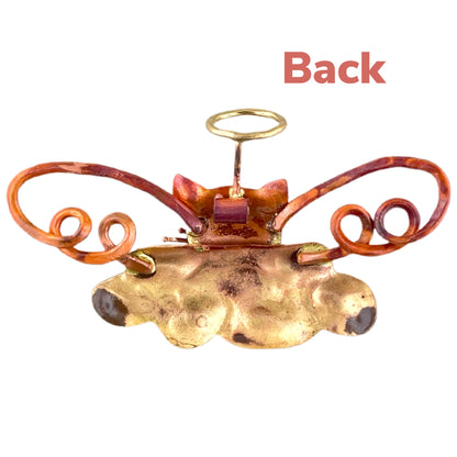 Copper Cat Angel Pendant, Mixed Metal