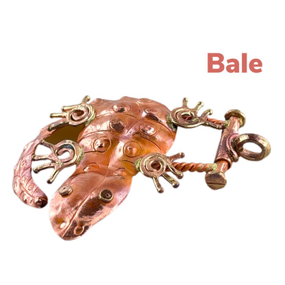 Large Lizard Pendant • Copper and Brass with Flame Patina