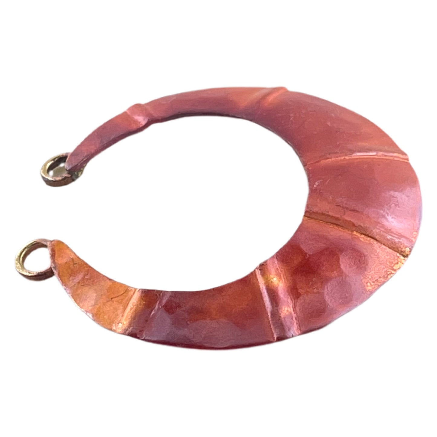Large Ribbed Crescent w/Brass Ring Connectors Pendant/Component