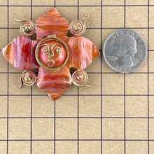 Copper Flower Pendant with Whimsical Brass Face