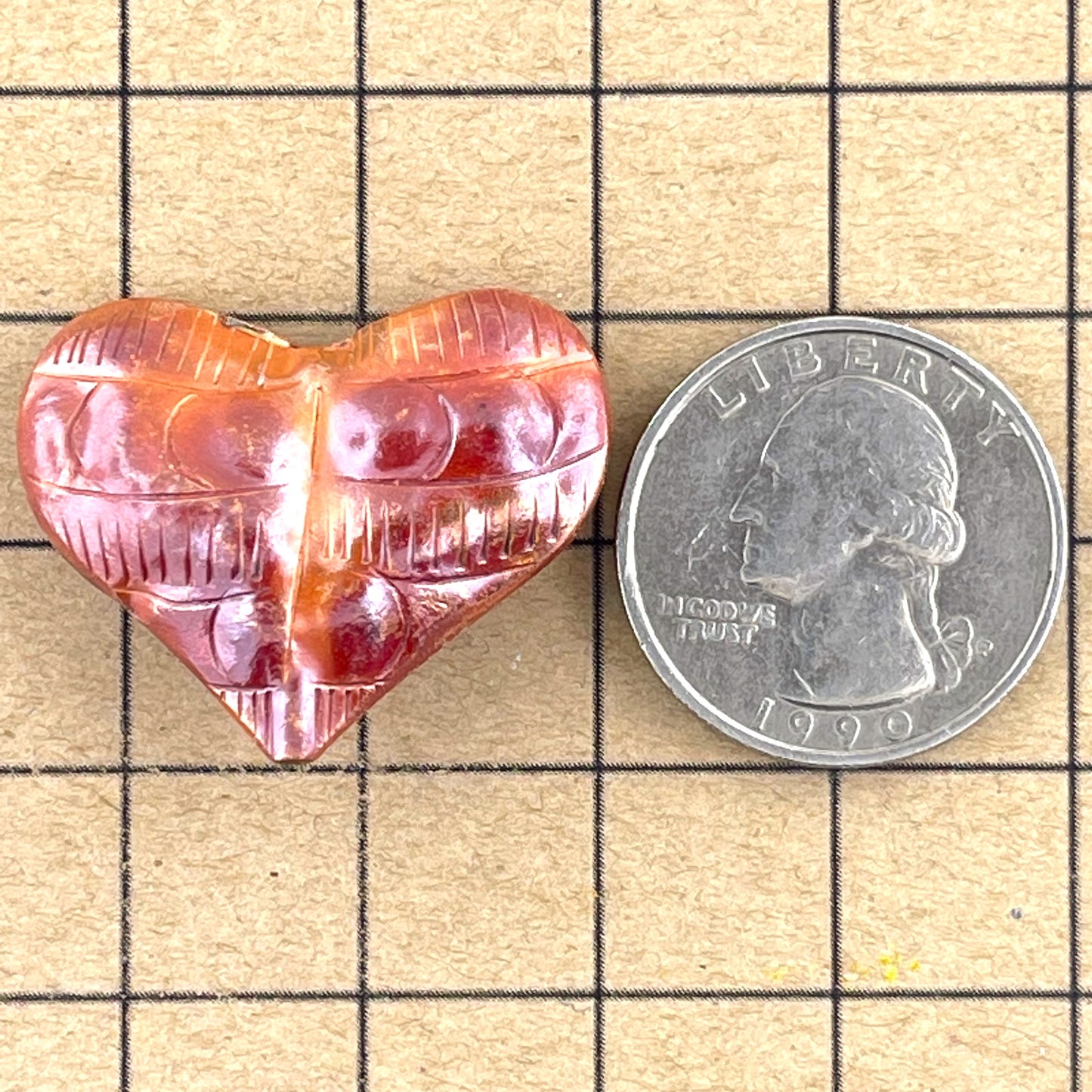 Large Puffy Heart w/ Horizontal Bumps • String Top to Bottom