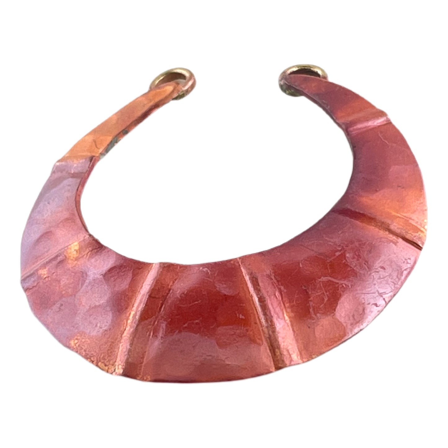 Large Ribbed Crescent w/Brass Ring Connectors Pendant/Component