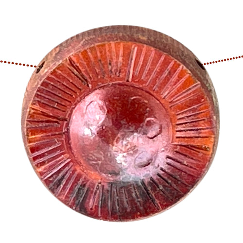 Copper Disc Bead with Abstract Flower Stampings, *Top Drilled
