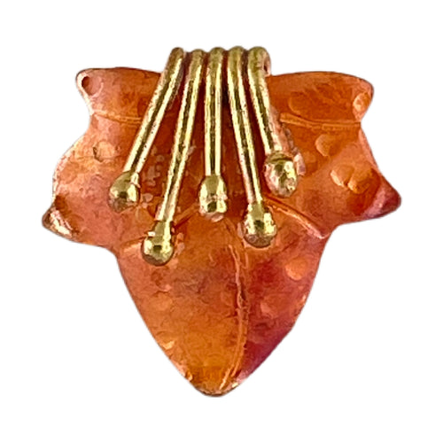 Small Copper Maple Leaf with Tendrils Pendant