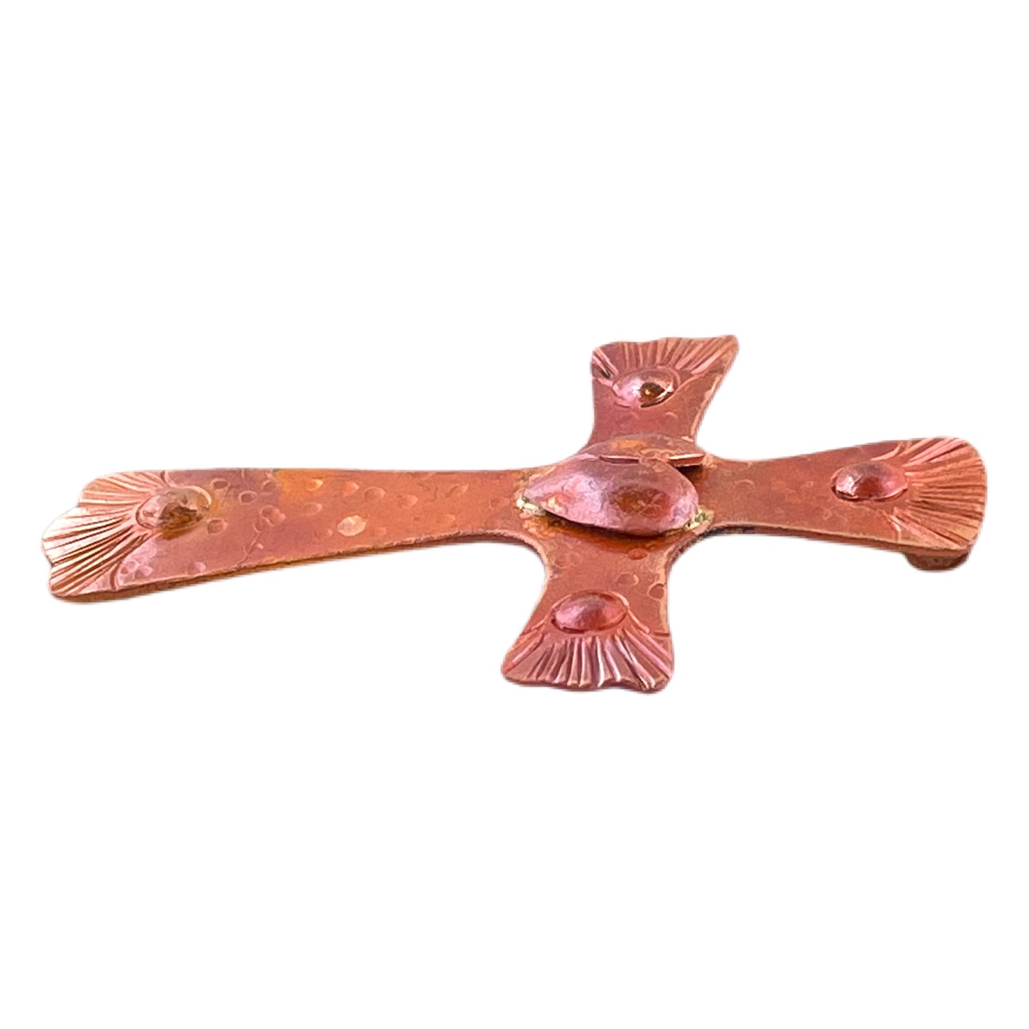 Heart Cross Pendant – Flame-Fired Copper by Patricia Healey