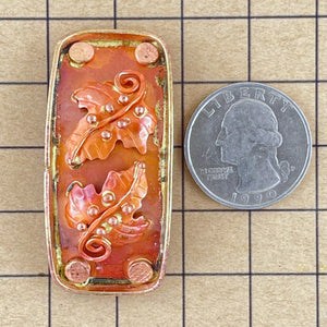 Copper Slider Bar with Two Leaves with 10mm Bail