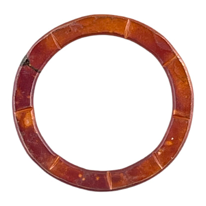 Large soldered-closed genuine copper ring with subtle line texture and torch-fired red patina