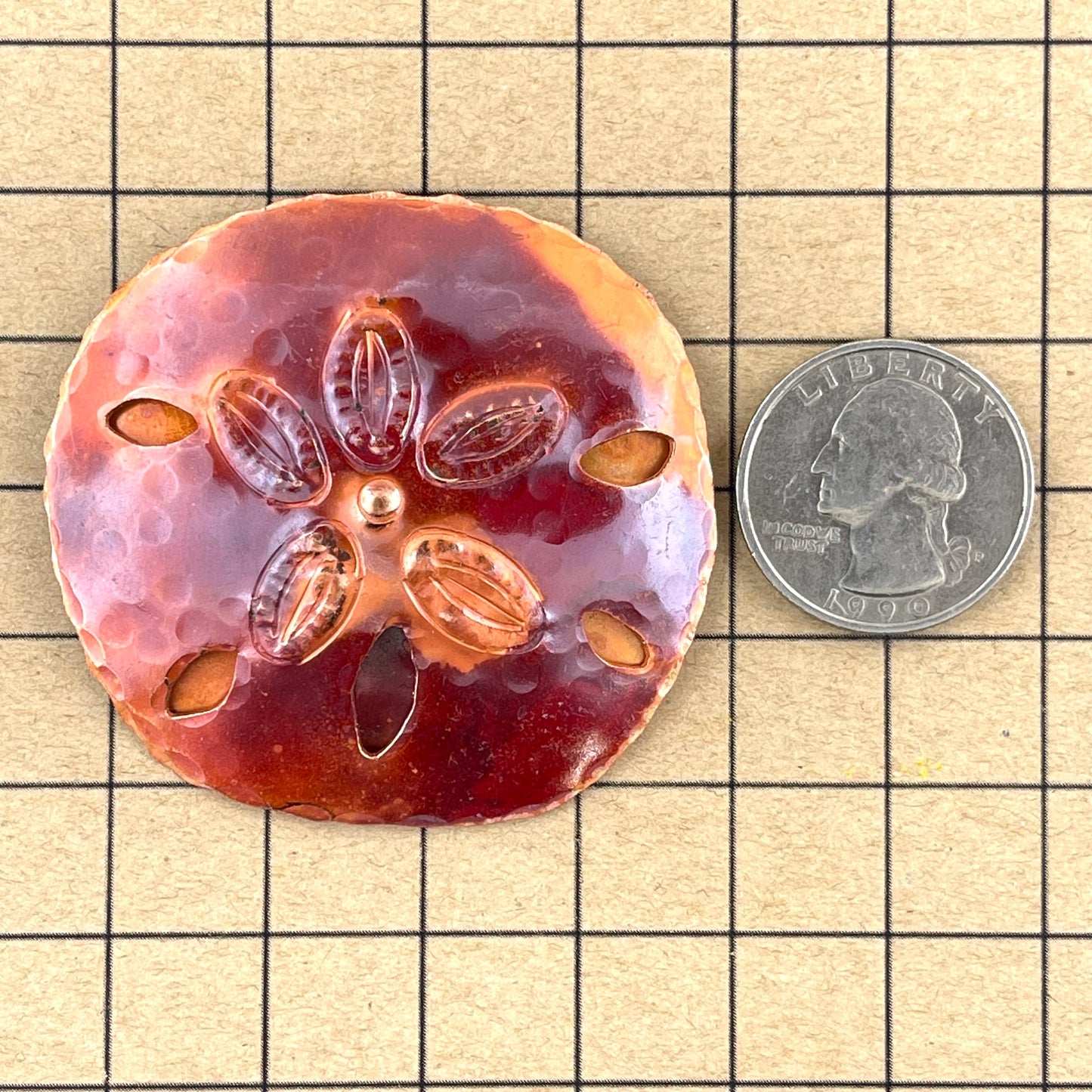 Copper Sand Dollar Pendant for Ocean Jewelry