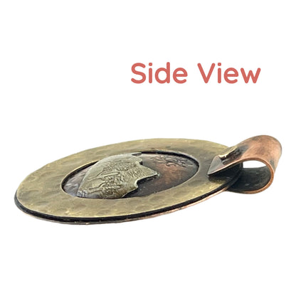 Antiqued Desert Sunrise Pendant in Copper & Mixed Metals