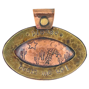 Antiqued, "Please, Beam Me Up!" Pendant