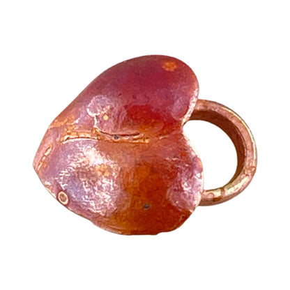 Copper and Brass Small Heart Charm with Hammered Texture