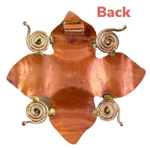 Copper Flower Pendant with Whimsical Brass Face