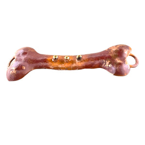 Copper Bone Link with Brass Dot Accents • Flame Patina